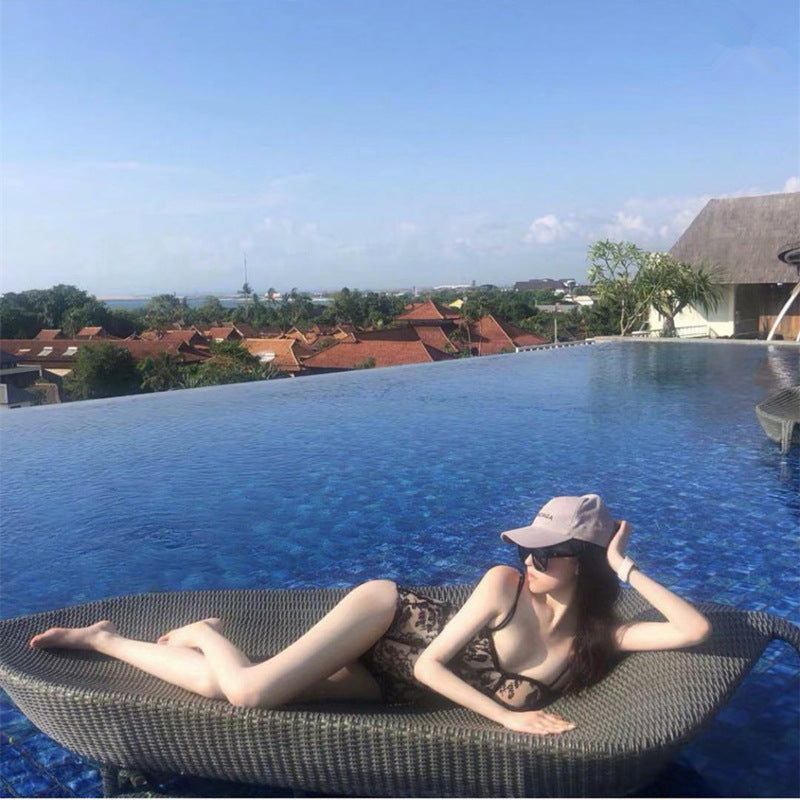 Ins Internet Celebrity Same Style Black Sexy Lace Swimsuit Women's Thinned Small Chest Push-up Slim Hot Spring Vacation Swimsuit
