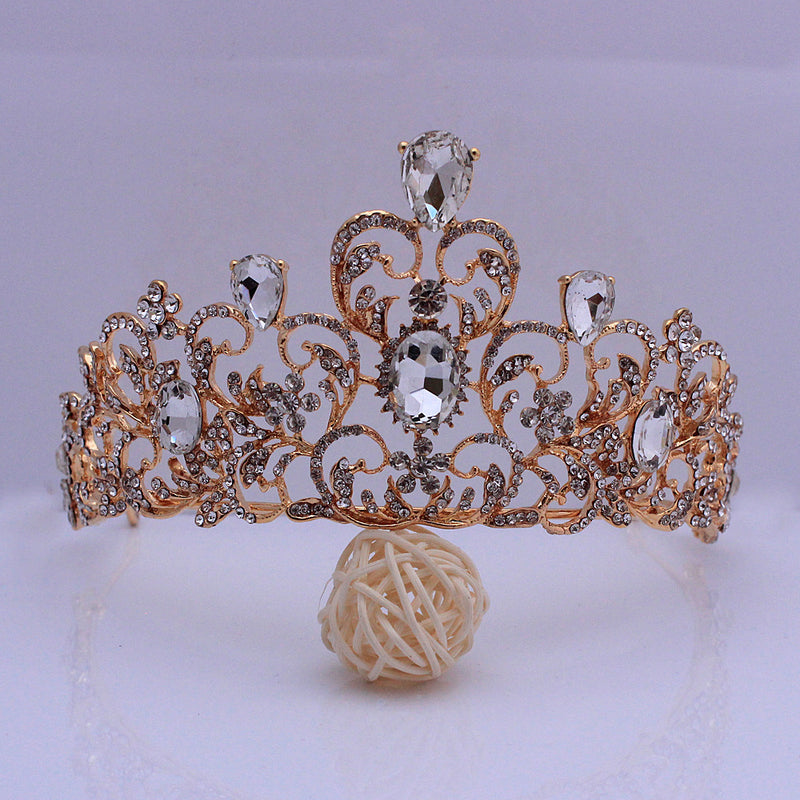 Baroque bridal crown bridal wedding alloy headdress European and American gold luxury headband Crown wedding accessories
