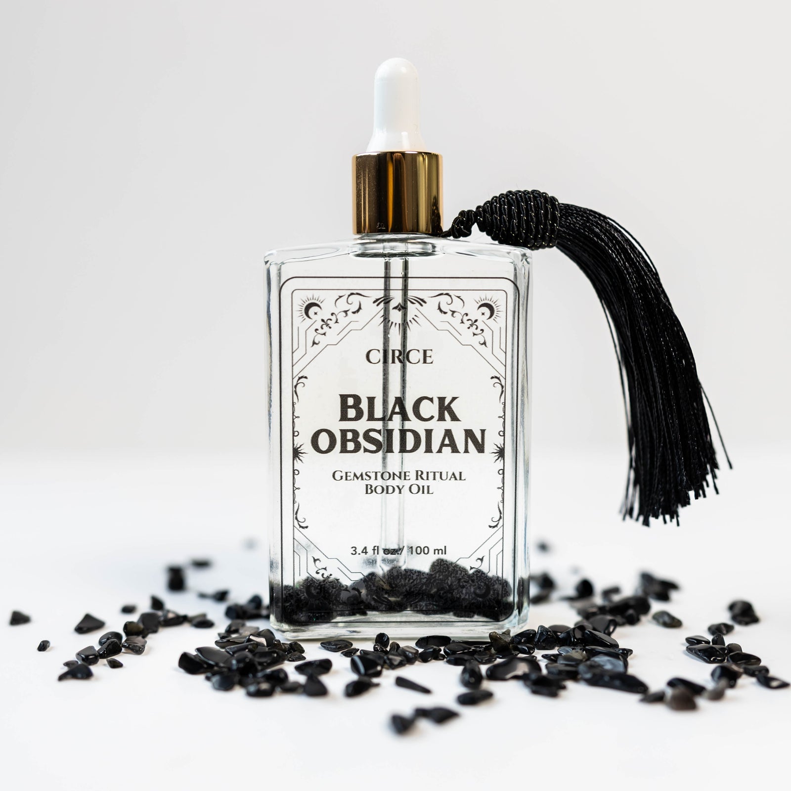Protection Body Oil — Obsidian Crystal Ritual Oil -  Black Obsidian Gemstone Body Oil 3.4oz