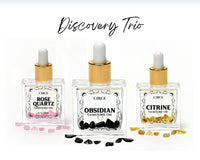 Crystal Body Oil Trio – Rose Quartz, Citrine & Obsidian Discovery Set