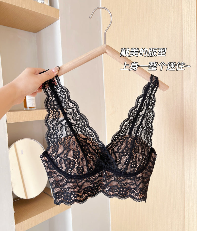 Hua Jia Long Xin Same Style French Lace Underwear Women's Small Chest Push-up Traceless Sexy Inner Stacked Bra