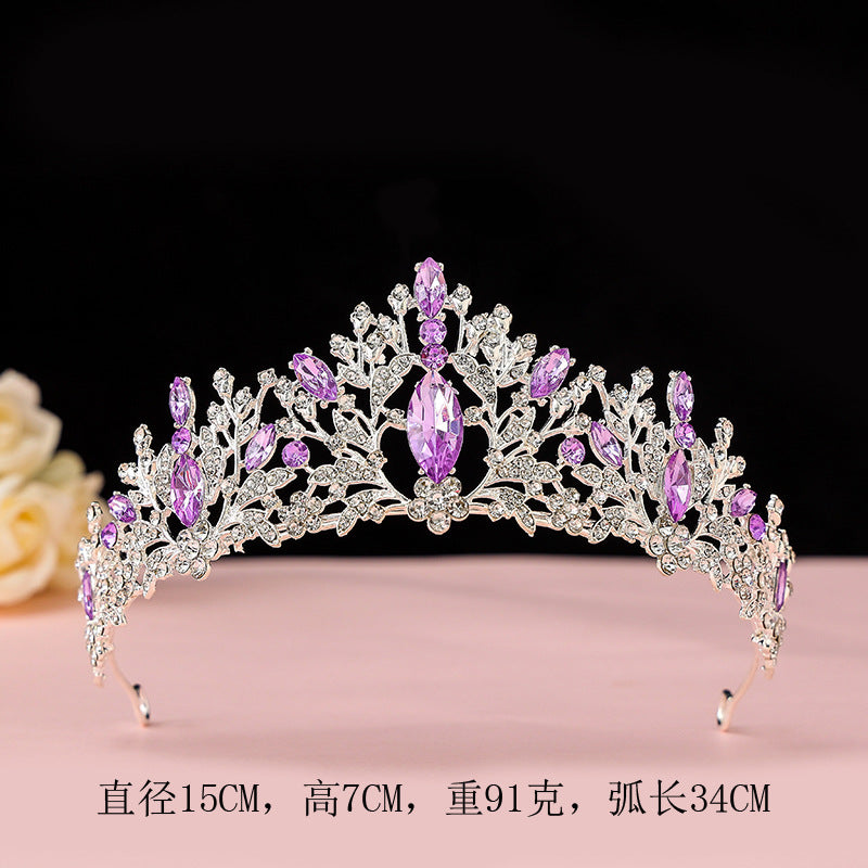 2024 New Bridal Headwear Three-Piece Crown Necklace Set Wedding Hair Accessories Wedding Accessories Jewelry Korean Style