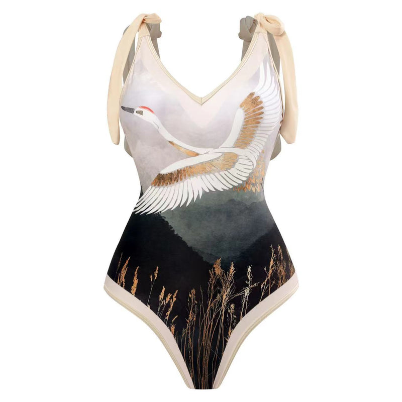bikini Lace-Up Swimsuit Long Dress Chiffon bikini Southeast Asia Mesh Sexy One-Piece Swimsuit Women European and American