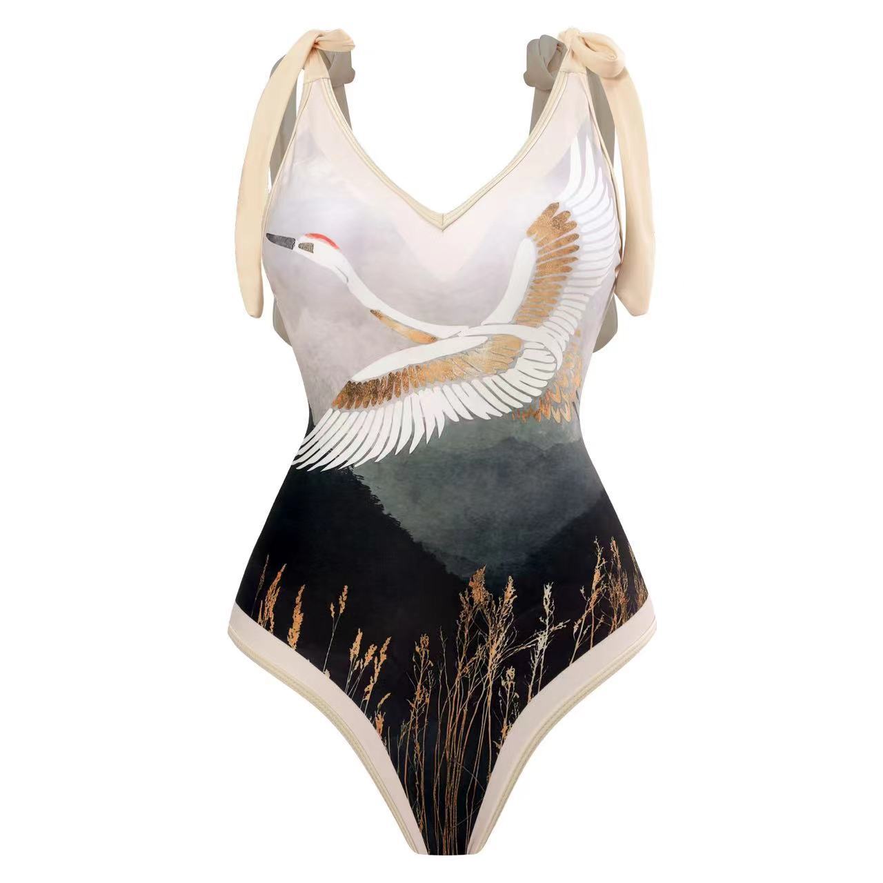 bikini Lace-Up Swimsuit Long Dress Chiffon bikini Southeast Asia Mesh Sexy One-Piece Swimsuit Women European and American