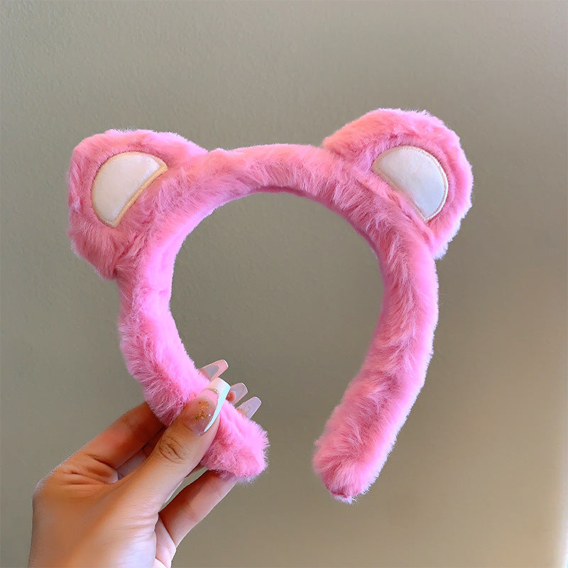 Bow cat ears plush headband face washing hair pressing non-slip headband sweet cute hair bundle children hairpin headdress