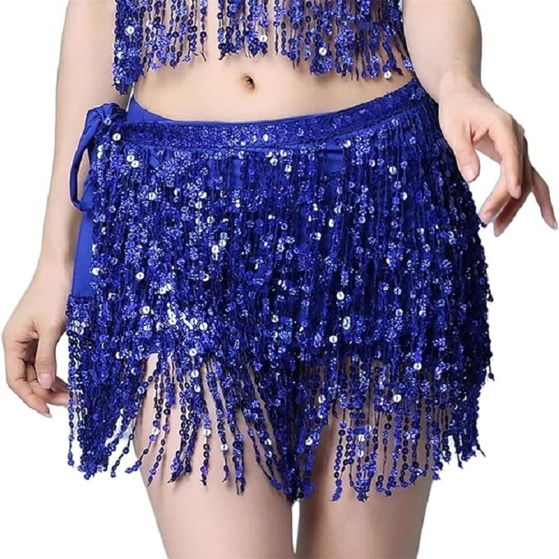 Halloween costume belly dance waist chain new four-layer sequins tassel belt waist towel hip towel skirt skirt skirt wholesale