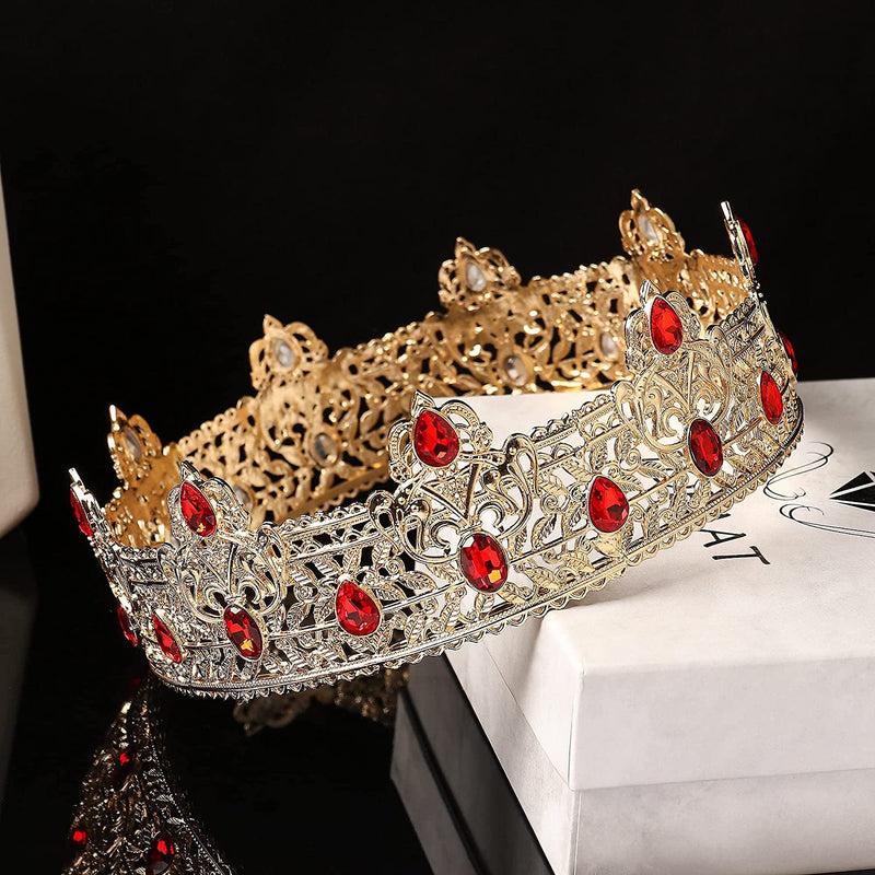 Men's golden king crown headdress adult birthday crown stage opera performance unisex round crown wholesale