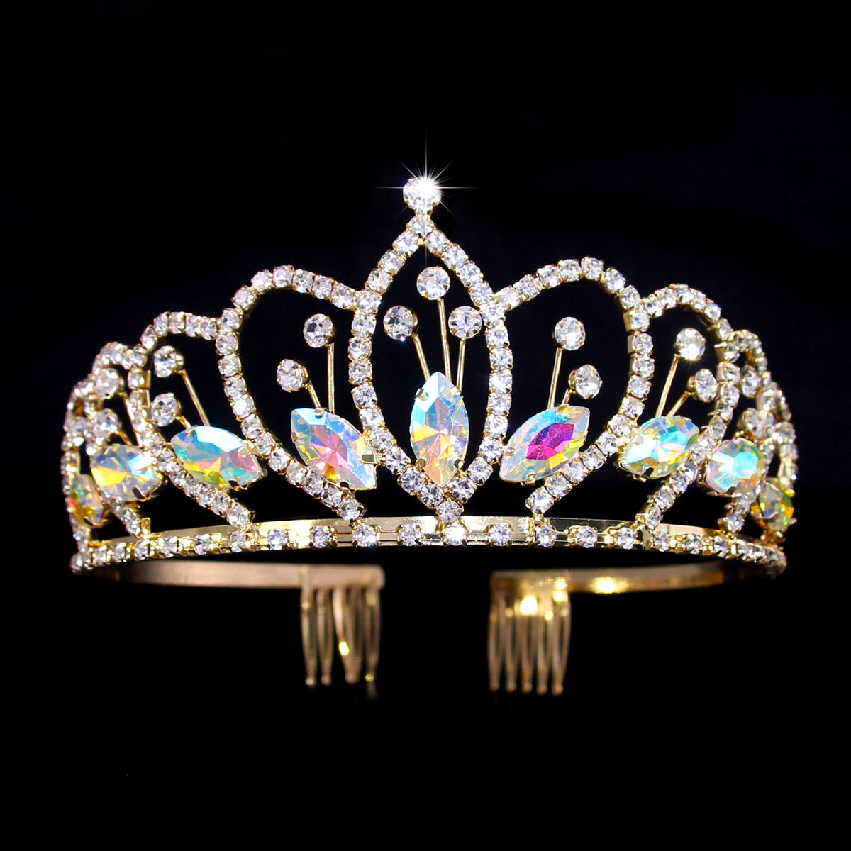 European and American rhinestone wedding bride crown fashion metal wedding beauty pageant hairband girl crown headdress manufacturers wholesale