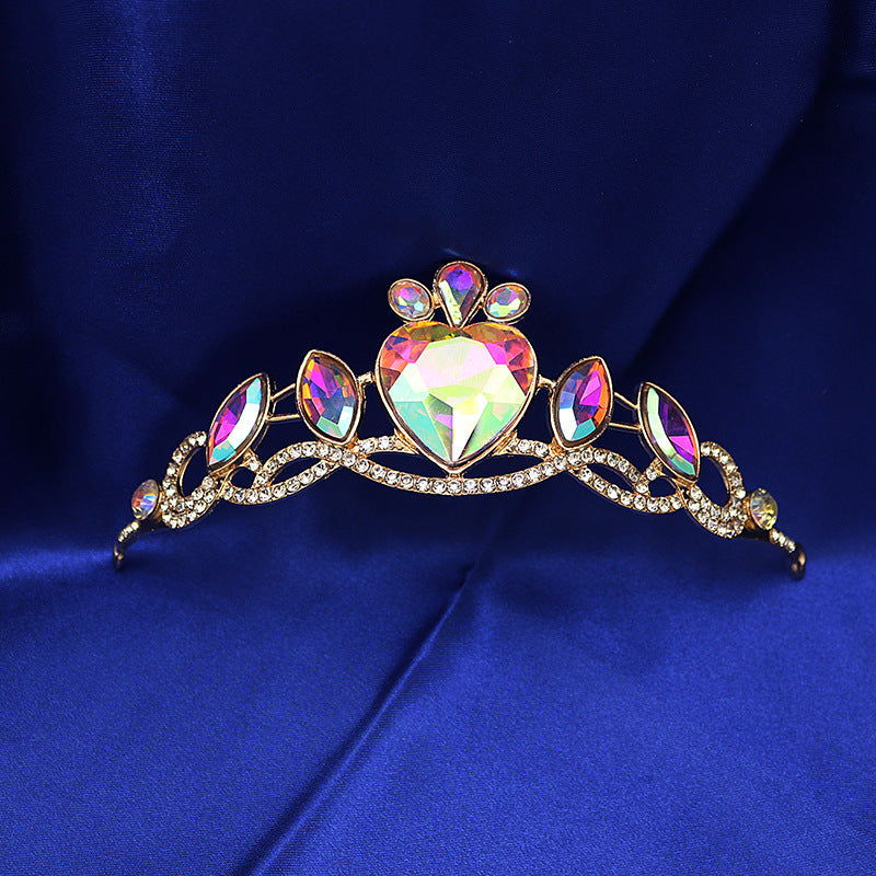 Korean Children's Crown Headwear Cute Princess Girls Children's Hair Band Crystal Elsa Children's Birthday Crown Fairy