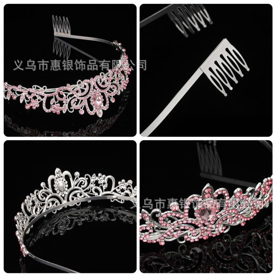 Hot sale crystal diamond bride wedding hair crown birthday headdress hair accessories ball crown car show performance headband
