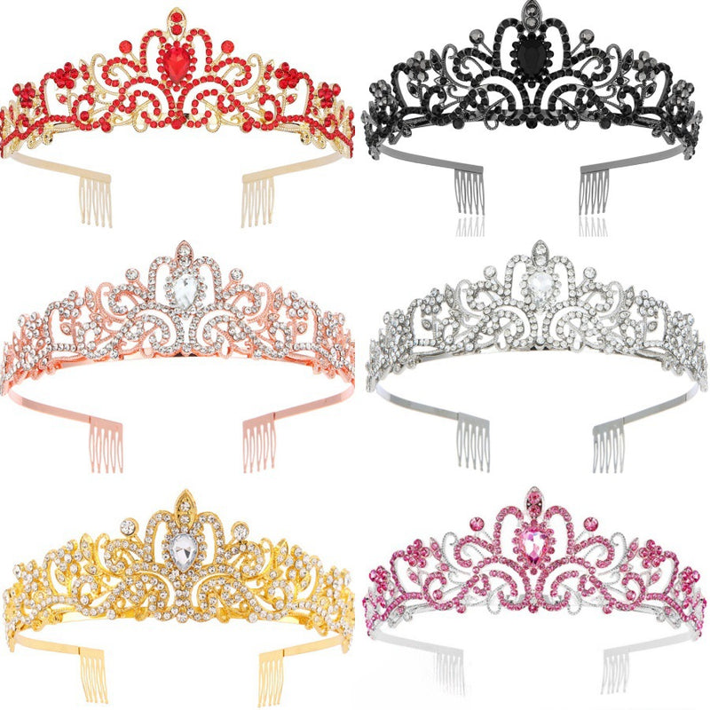 Hot sale crystal diamond bride wedding hair crown birthday headdress hair accessories ball crown car show performance headband