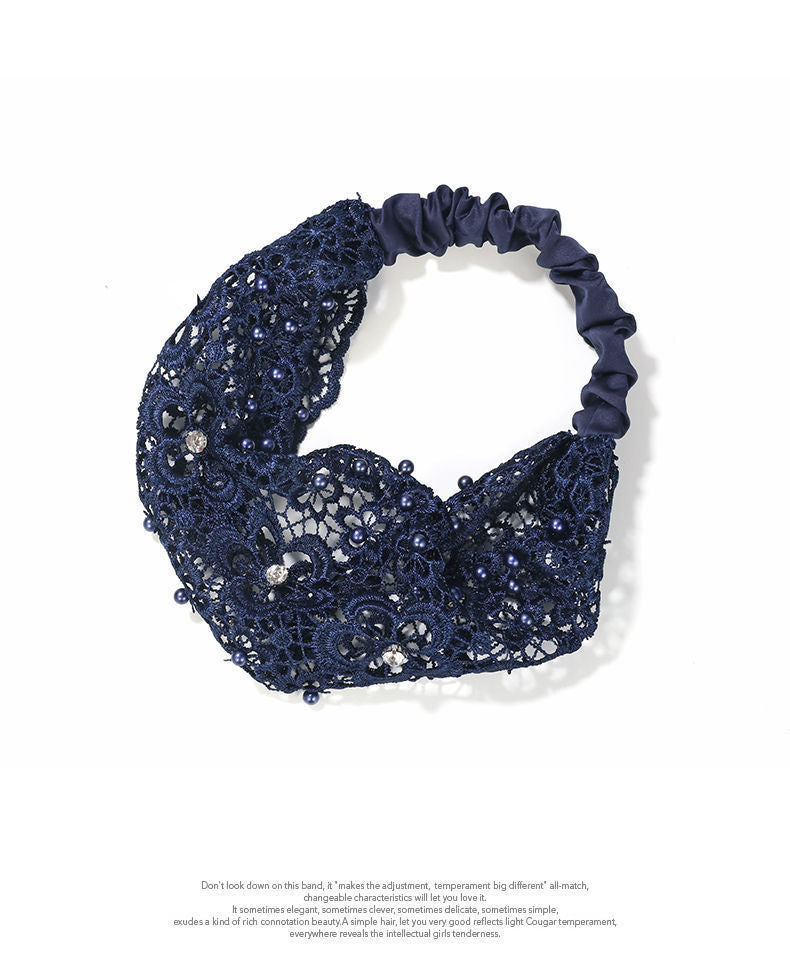 Cross-border Explosions Hollow Hair Band Nail Beads Shake Voice Internet Celebrity Wide-brim Pressing Hair Covering White Hair Headband Female Headwear Headband Hair Band