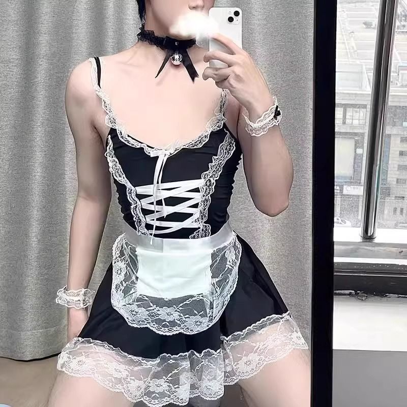 Japanese-Style Male Maid Outfit, Sexy and Pure Desire Cosplay Apron, Cross-Dressing, Transvestite Female Clothing, Boss Outfit, Maid-Themed, Erotic