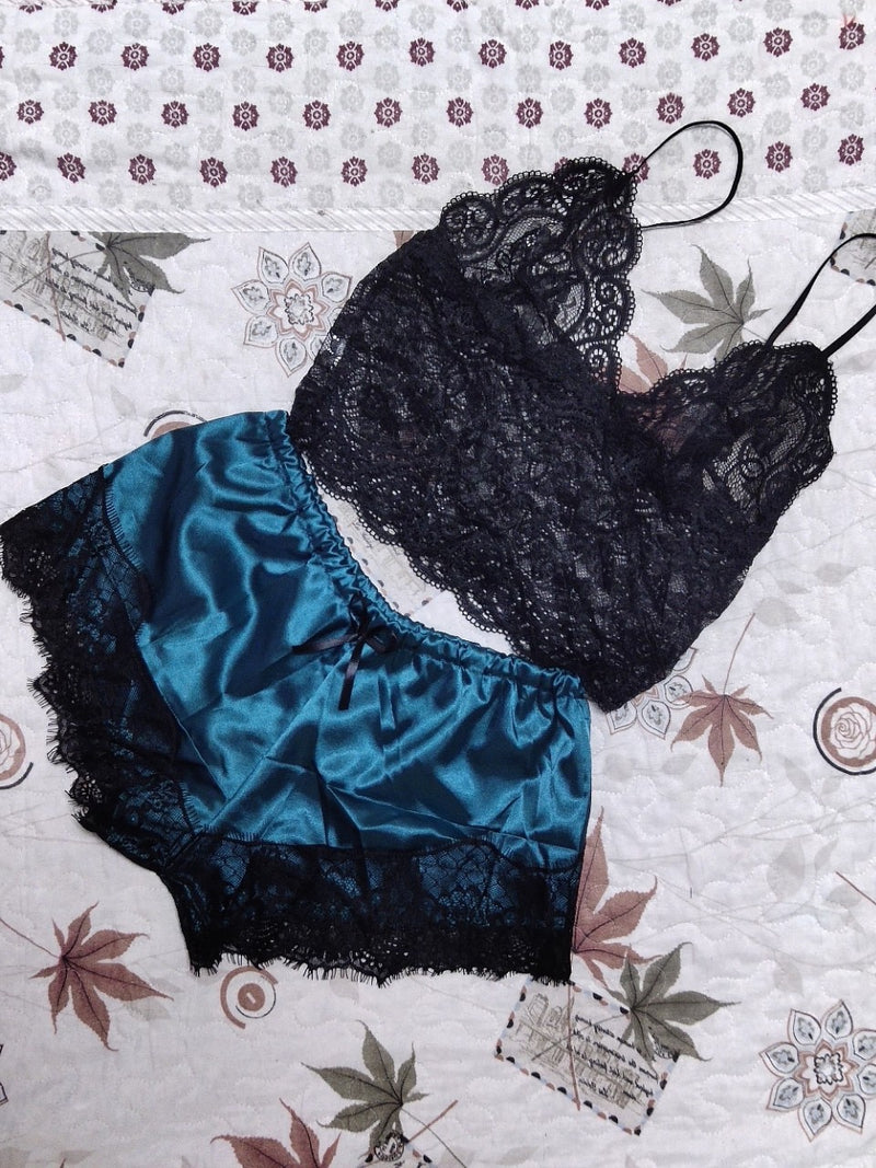 Summer Women's Silk Sling Princess Pajamas Sexy Temptation Two-piece Underwear Nightwear Home Clothes