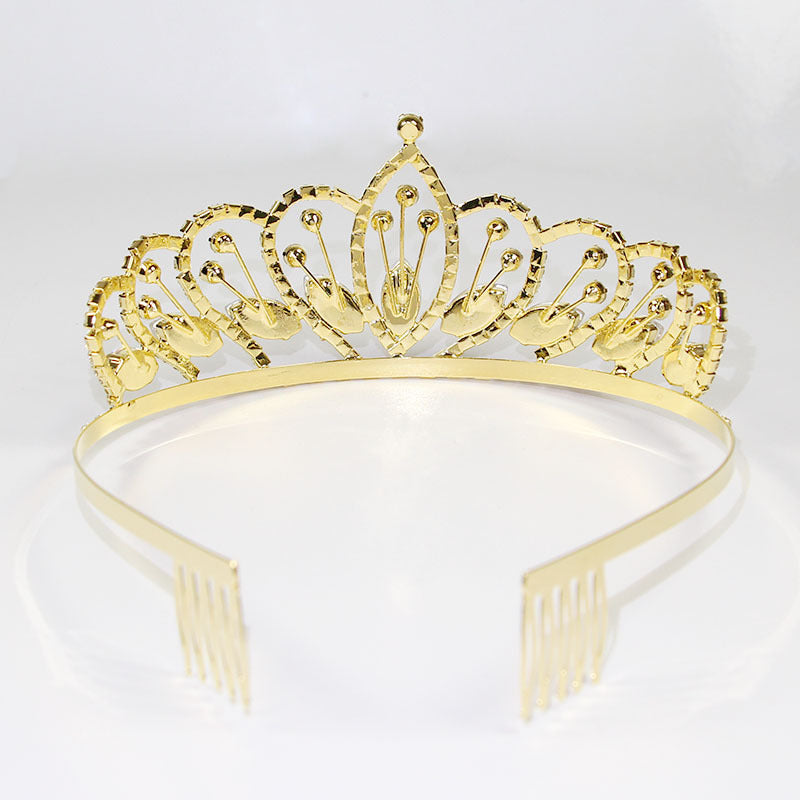 European and American rhinestone wedding bride crown fashion metal wedding beauty pageant hairband girl crown headdress manufacturers wholesale