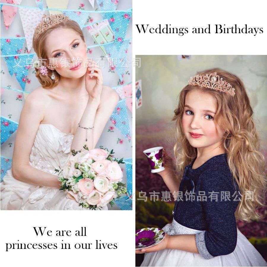 Hot sale crystal diamond bride wedding hair crown birthday headdress hair accessories ball crown car show performance headband