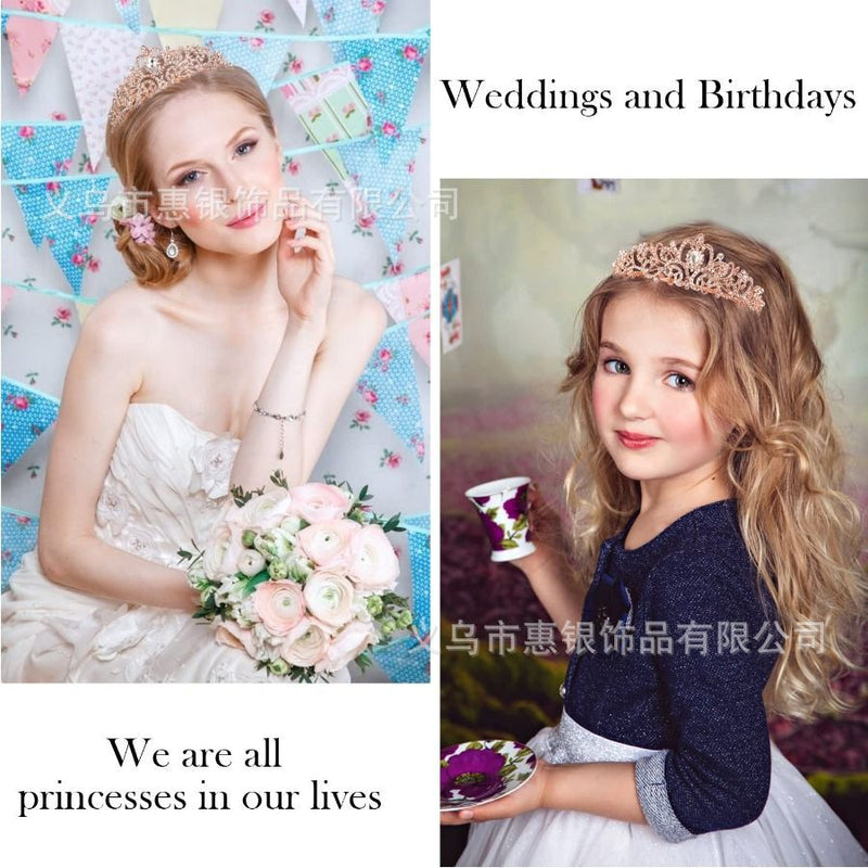 Hot sale crystal diamond bride wedding hair crown birthday headdress hair accessories ball crown car show performance headband