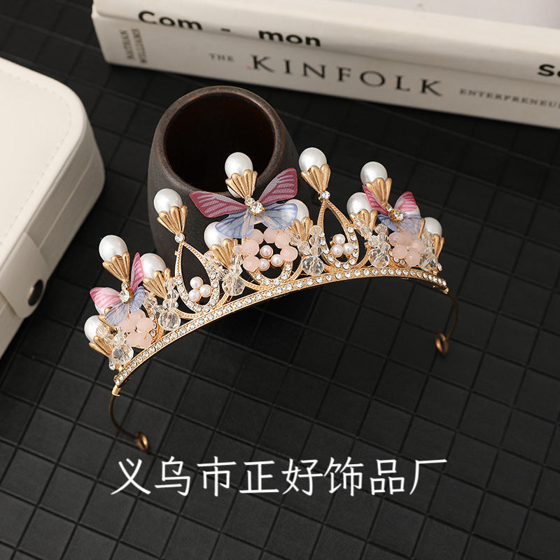 Children's Crown Headband Girl Princess Birthday Gift Crown Temperament Headband Hair Accessories Wedding Crystal Fashion Jewelry