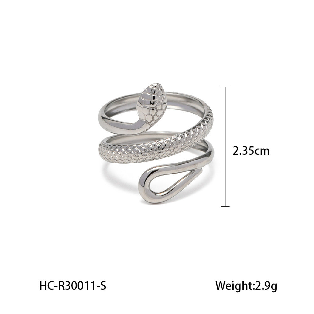 Ins style European and American cross-border 18K gold stainless steel snake ring female temperament all-match titanium steel ring non-fading jewelry