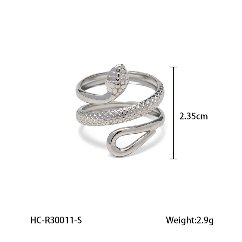 Ins style European and American cross-border 18K gold stainless steel snake ring female temperament all-match titanium steel ring non-fading jewelry