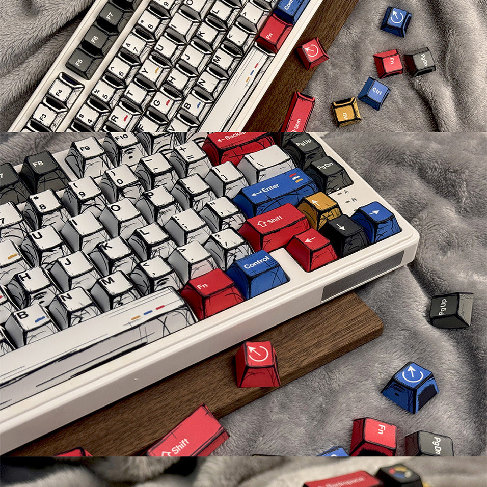 Gundam Comic Hundred Mixed Lamp Key Cap Original Height 136 Key Full Set Classic Simple Mechanical Keyboard Key Cap Key Meow