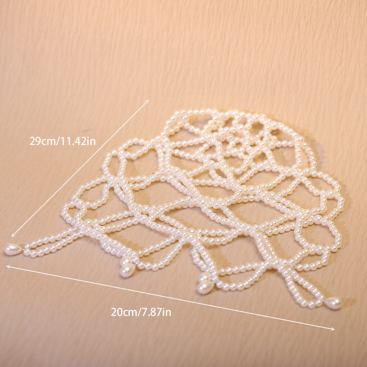 Handmade Beaded Pearl Mesh Hat Hair Net Bridal Dress Headdress Exotic Style High-End Niche Water Drop Hair Hoop Hair Cover