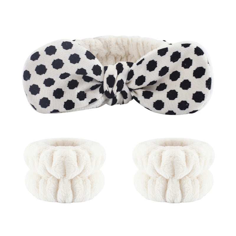 Amazon Plush Headband Wristband Set Face Washing Absorbent Headband Cartoon Cute Waterproof Hairband Wholesale