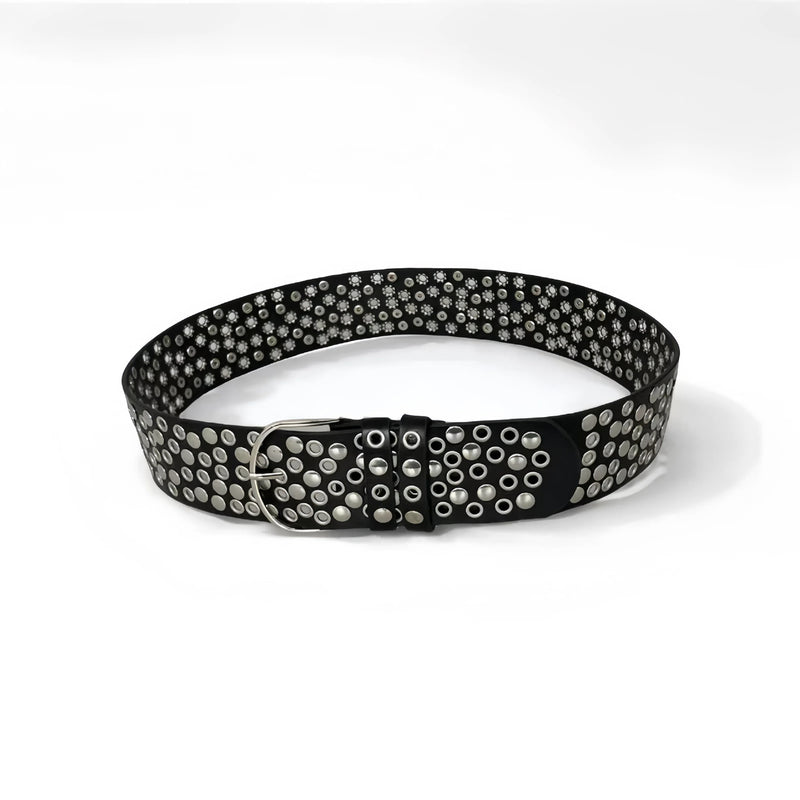 Big Skull Hip Hop Alloy Rivet Square Beads Pyramid Distinctive Belt Women's All-match Decorative High-grade Sense Belt