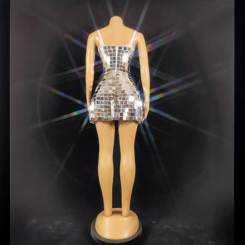 Birthday Costume Diamond Costume Sexy Suspender Elastic Large Sequin Skirt Ultra Short Dress Party Dress Night