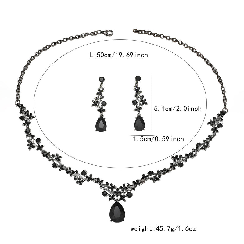 Jewelry Set Chain Crystal Diamond Gift Set Bridal Wedding Necklace Earrings Two-Piece Set Factory Direct Sale