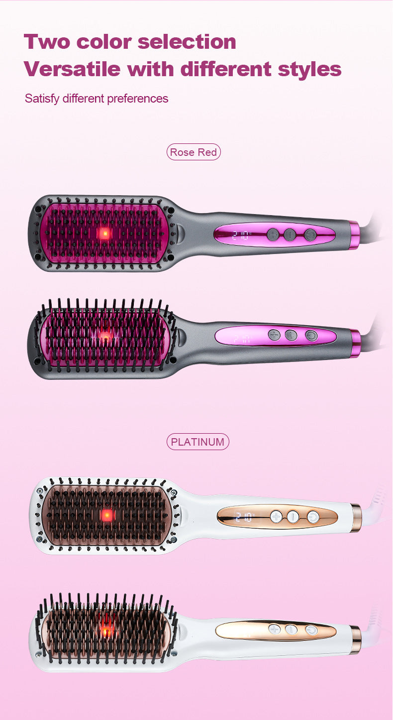 2025 New Infrared Hair Straightening Comb Hair Straightener Fluffy Comb Curling Iron Hair Straightening Comb Salon Accept Custom