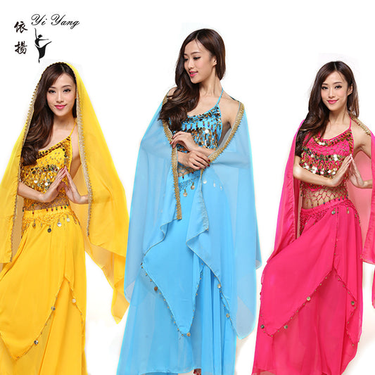 New Indian Dance Costume National Wind Xinjiang dance belly dance performance costume adult hanging coin skirt suit