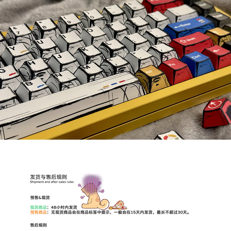 Gundam Comic Hundred Mixed Lamp Key Cap Original Height 136 Key Full Set Classic Simple Mechanical Keyboard Key Cap Key Meow