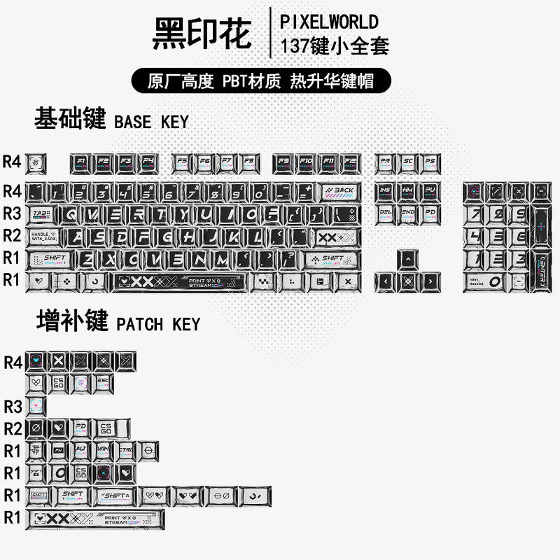 Gundam Comic Hundred Mixed Lamp Key Cap Original Height 136 Key Full Set Classic Simple Mechanical Keyboard Key Cap Key Meow