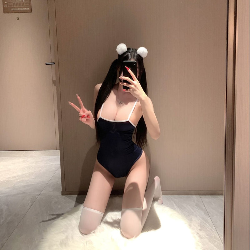 Suit Sexy Lingerie Sling Low-cut Backless Sexy Perspective Swimsuit Pure Cute Nightclub Anchor Uniform