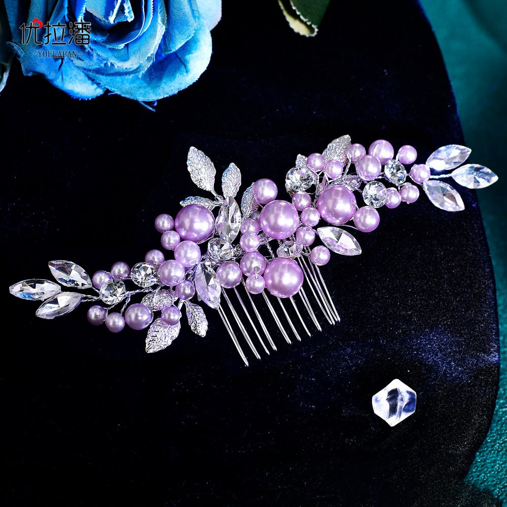 Youlapan Hp596 European and American Fashion Bridal Hair Comb Hand-Beaded Alloy Leaf Hair Accessories Hair Styling Accessories