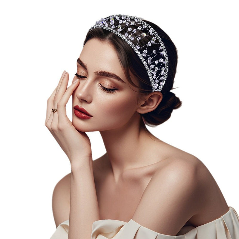 Yixing personalized all-match out headband light luxury high-grade woven mesh headdress shiny crystal wide-brimmed hair accessories A124