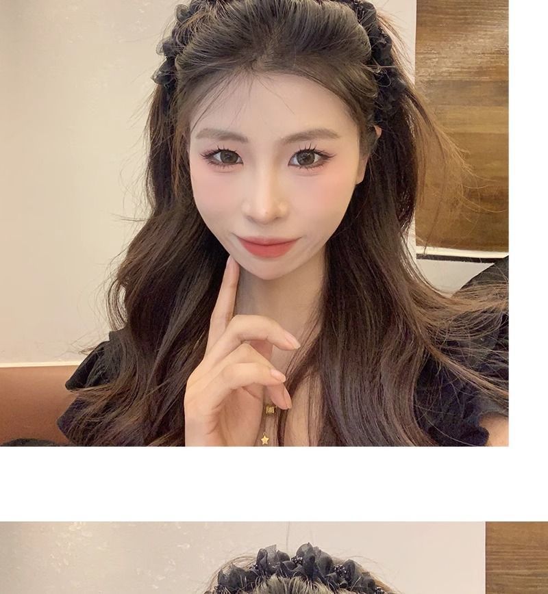 Mesh Pleated Beaded Headband for Women 2026 New Style Comb with Ribbon Headband High Crown Hair Accessory Bangs Hairpin