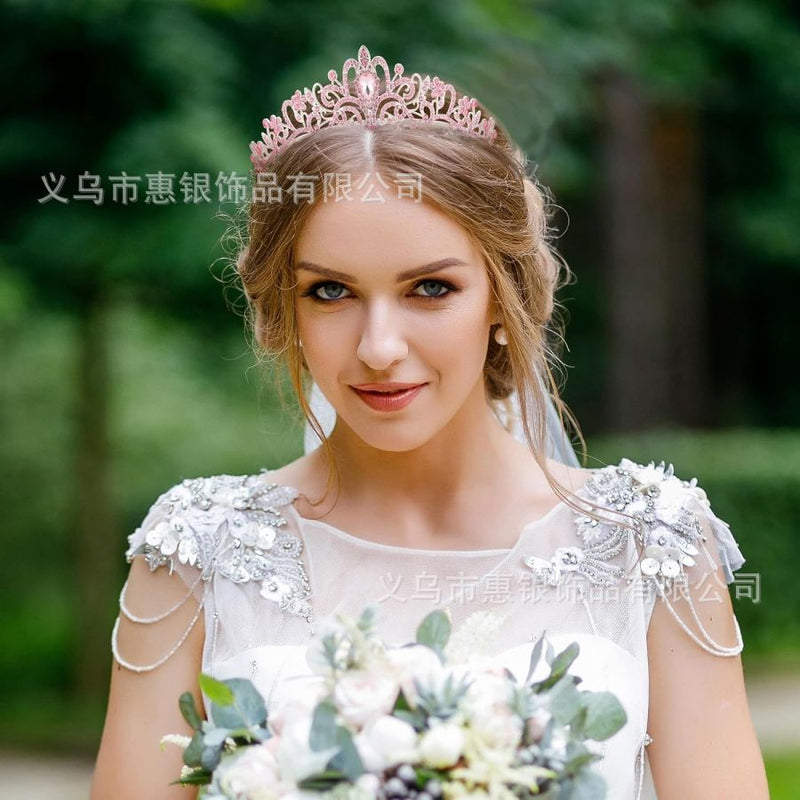Hot sale crystal diamond bride wedding hair crown birthday headdress hair accessories ball crown car show performance headband