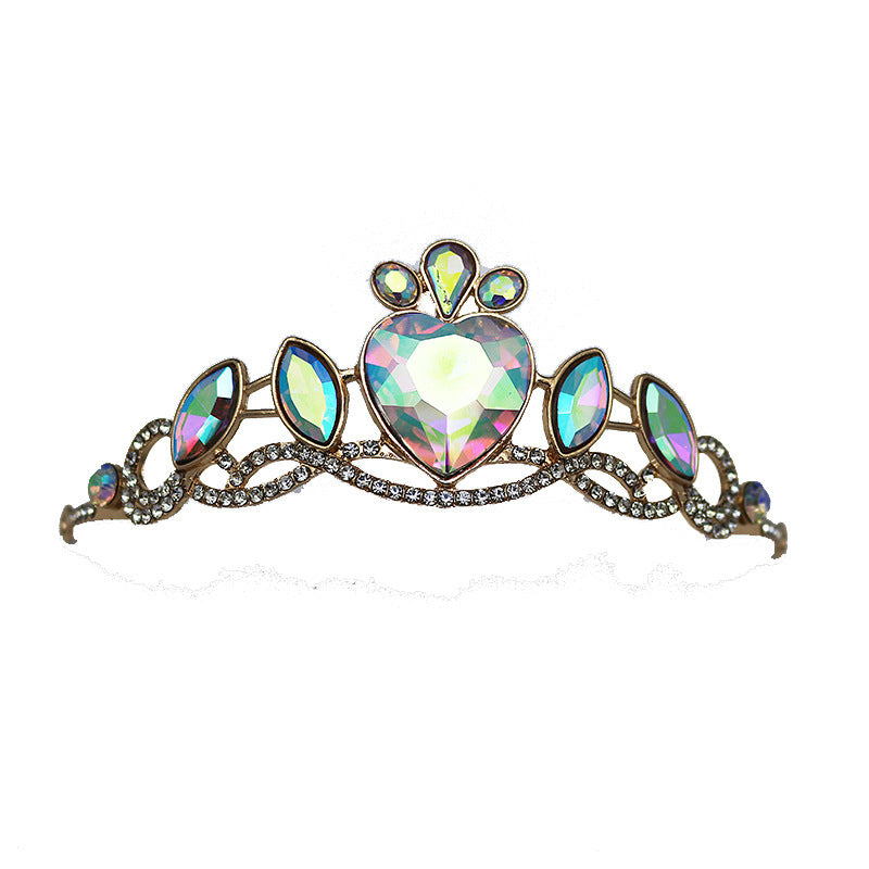 Korean Children's Crown Headwear Cute Princess Girls Children's Hair Band Crystal Elsa Children's Birthday Crown Fairy