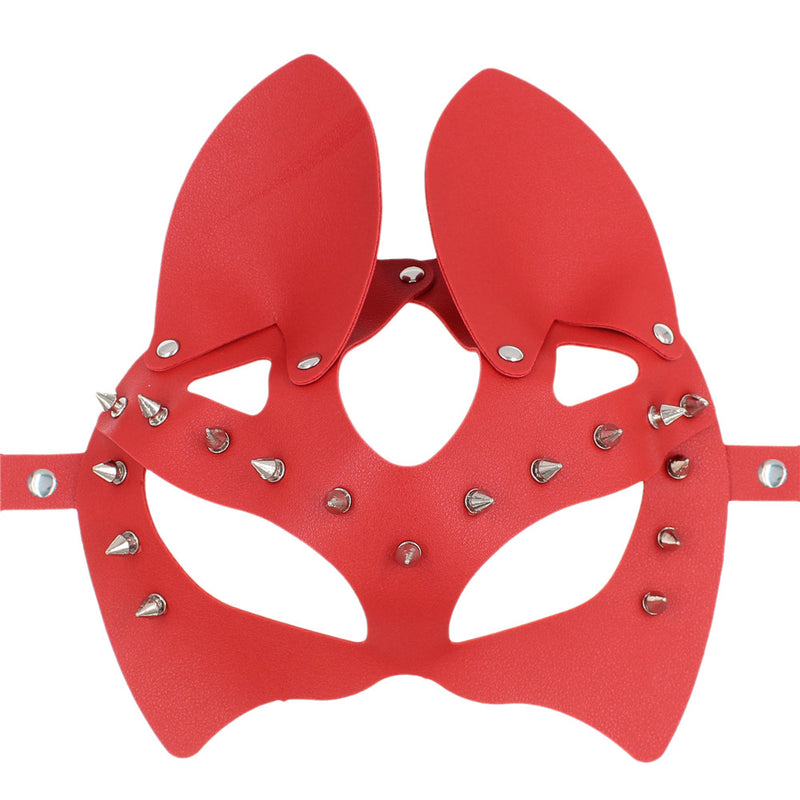 Sexy PU Punk New Halloween Queen Party Nailing Cat Face Mask Nightclub Prom Dress Up Mask