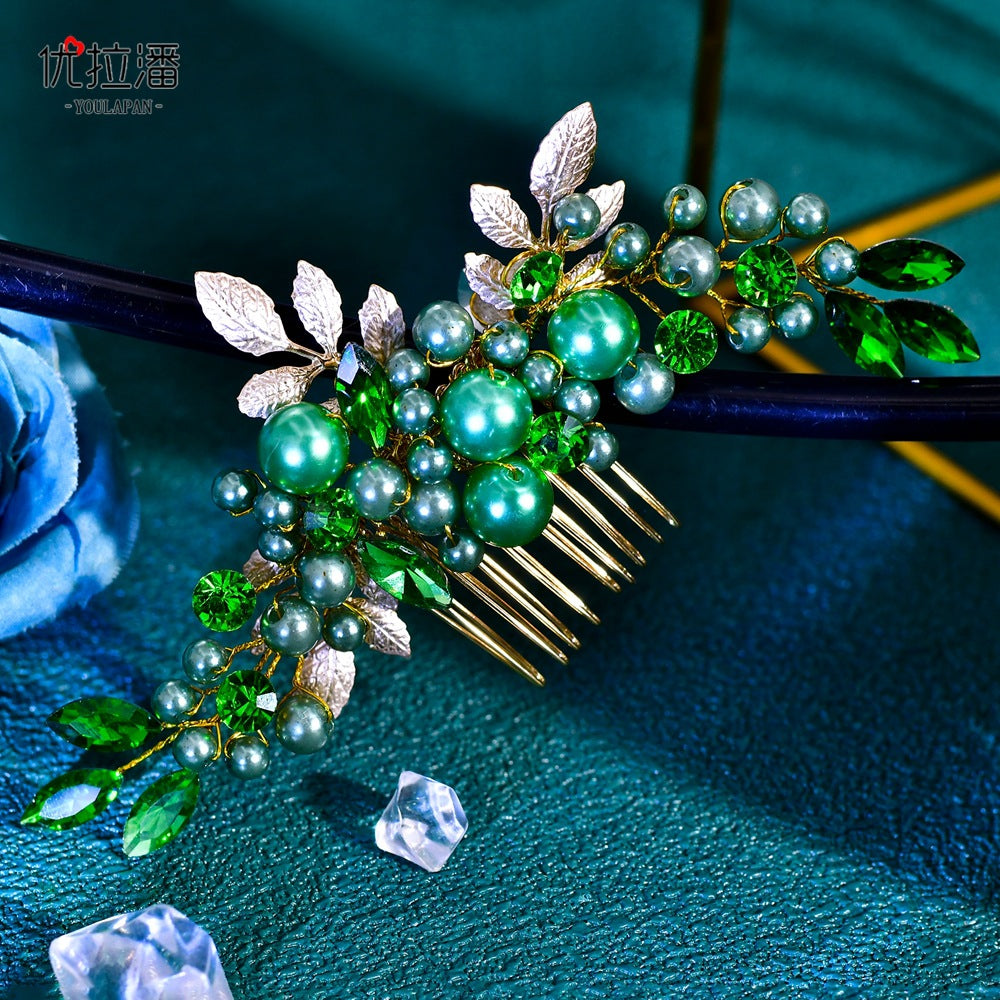 Youlapan Hp596 European and American Fashion Bridal Hair Comb Hand-Beaded Alloy Leaf Hair Accessories Hair Styling Accessories