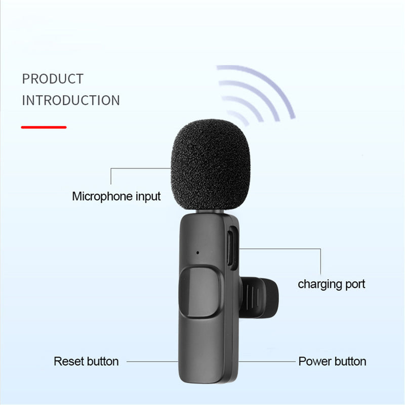 Cross-border new wireless collar clip microphone factory portable audio video recording mini K1 microphone