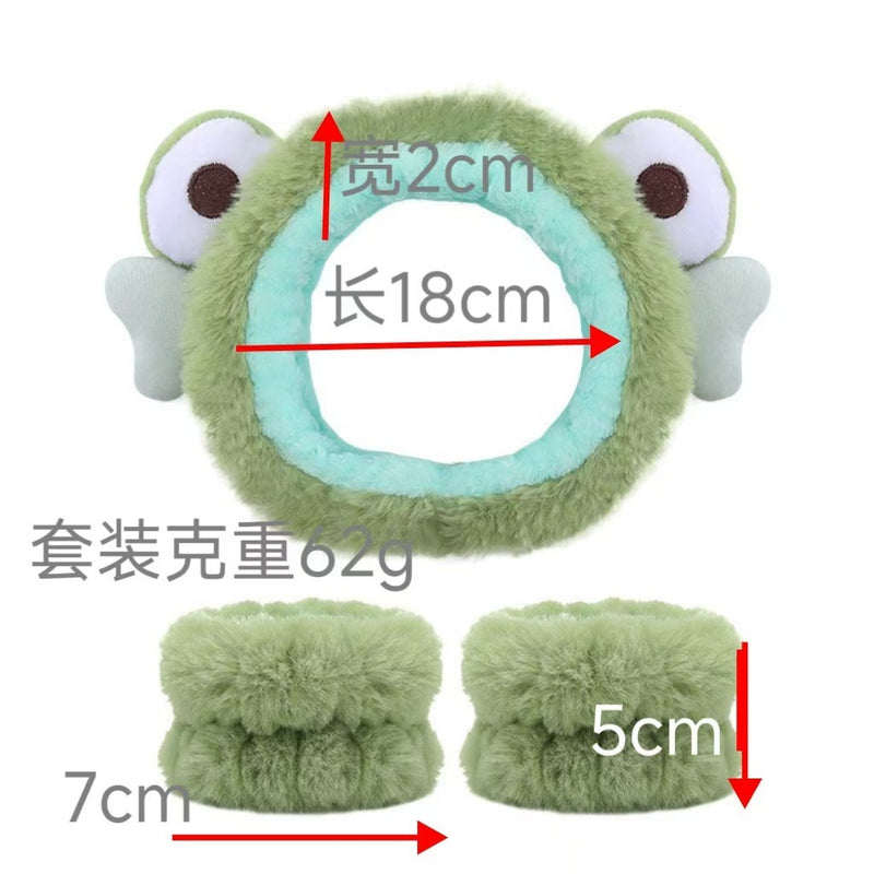 Amazon Plush Headband Wristband Set Face Washing Absorbent Headband Cartoon Cute Waterproof Hairband Wholesale