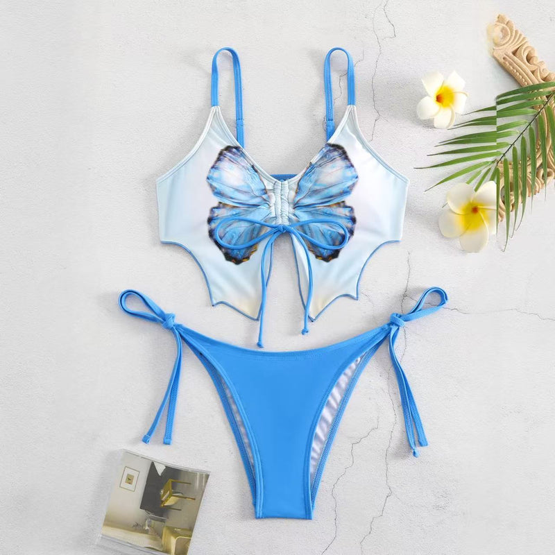 2025 new European and American bow ins style split bikini bikini sexy swimsuit cross-border foreign trade wholesale