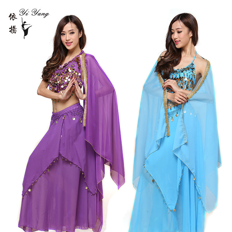 New Indian Dance Costume National Wind Xinjiang dance belly dance performance costume adult hanging coin skirt suit