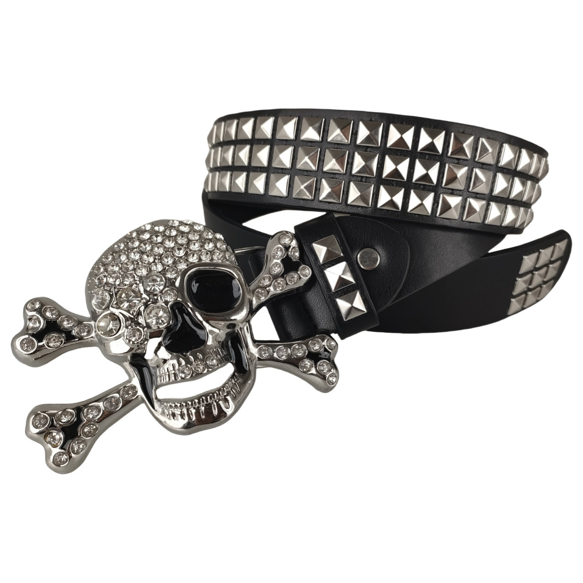 Big Skull Hip Hop Alloy Rivet Square Beads Pyramid Distinctive Belt Women's All-match Decorative High-grade Sense Belt