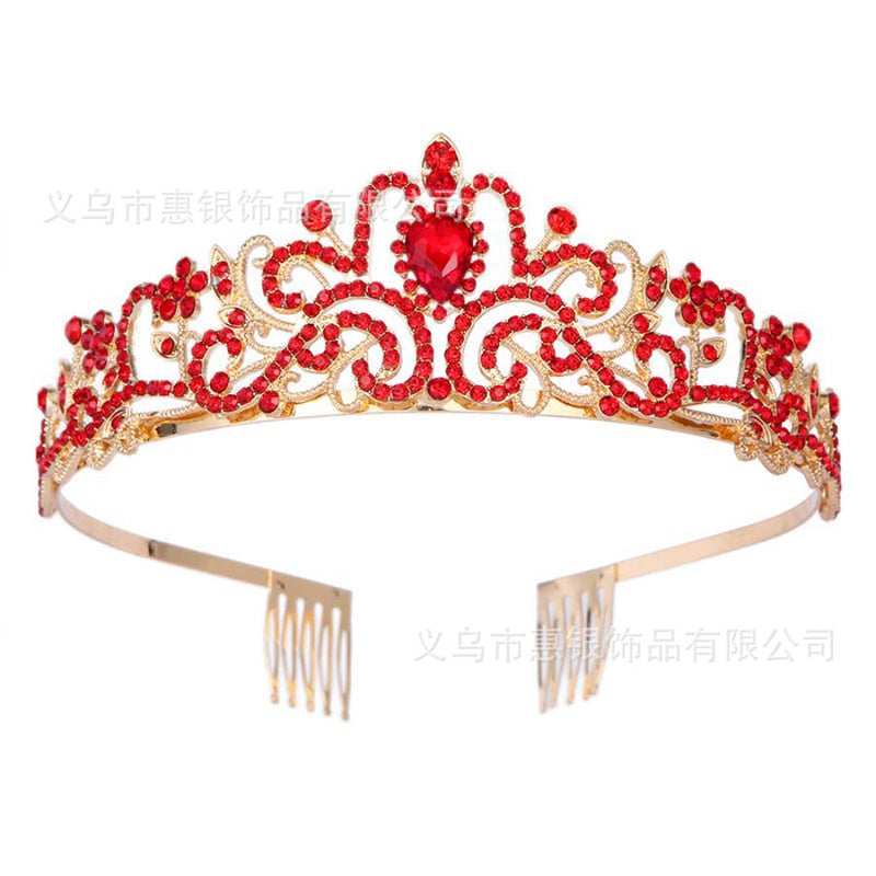 Hot sale crystal diamond bride wedding hair crown birthday headdress hair accessories ball crown car show performance headband