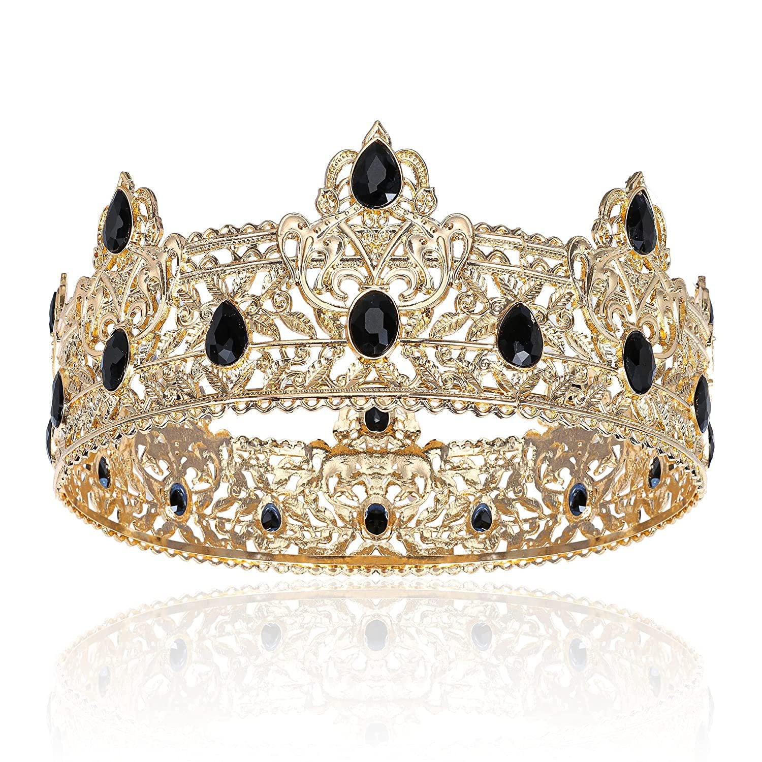 Men's golden king crown headdress adult birthday crown stage opera performance unisex round crown wholesale