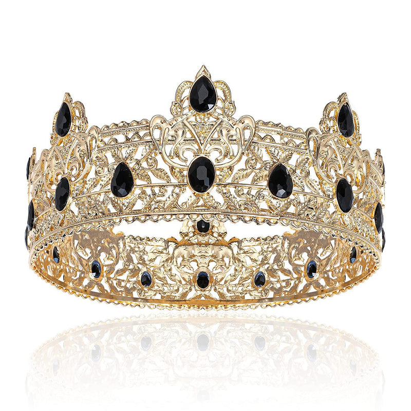 Men's golden king crown headdress adult birthday crown stage opera performance unisex round crown wholesale